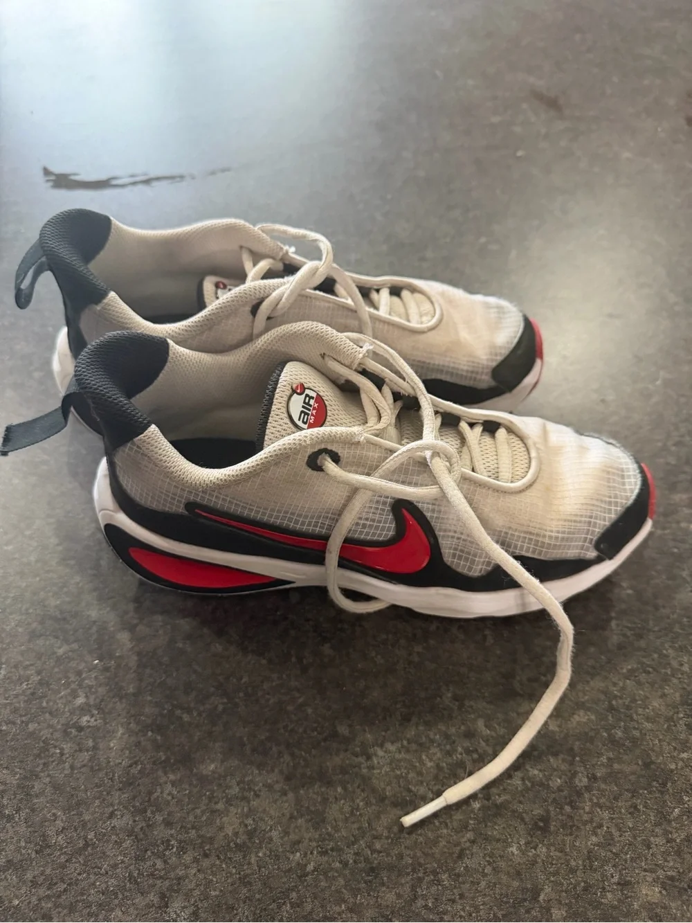 Nike Kids White Sneakers with Black and Red Accents - Picture 2 of 3